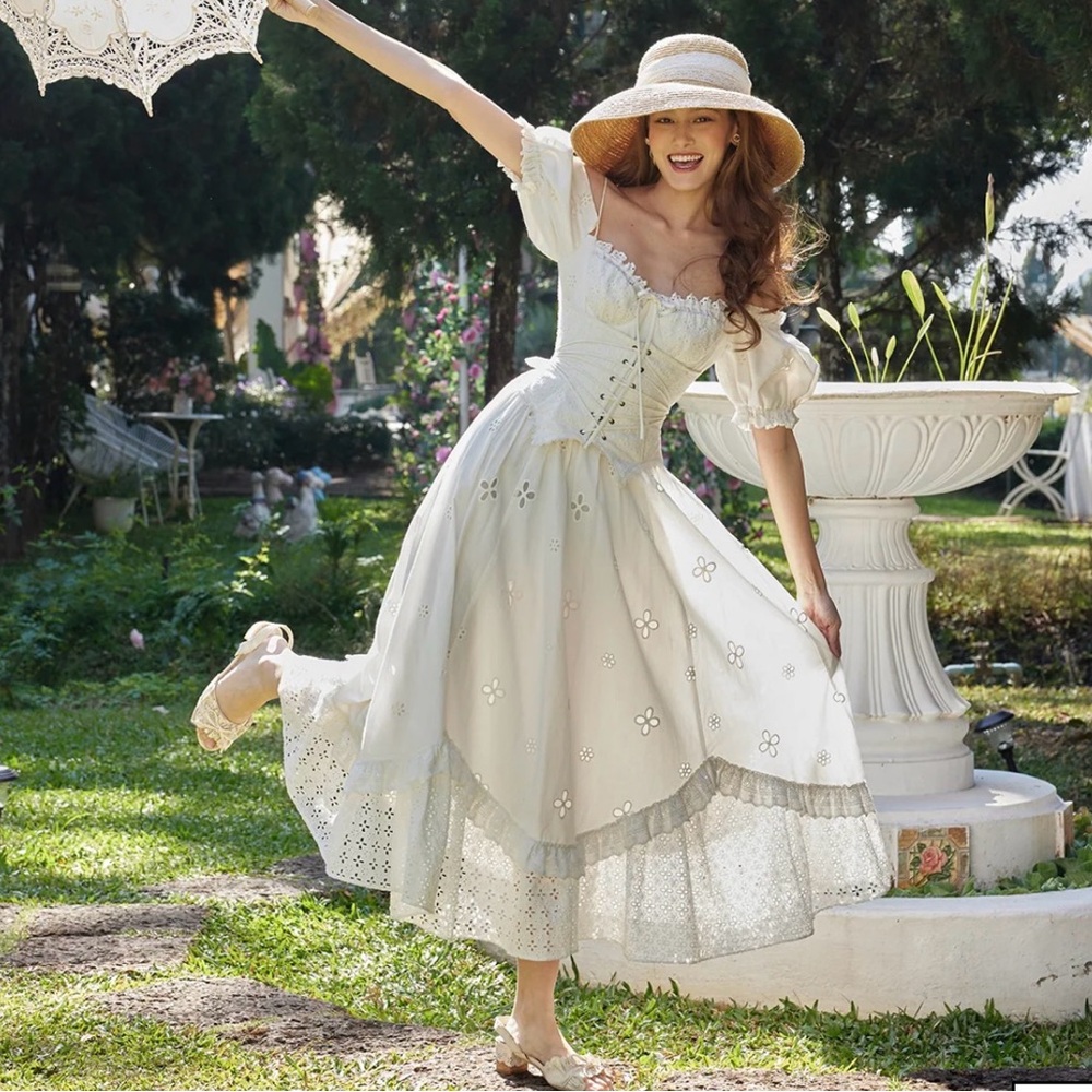 LadeMade Elegant White Lace Dress